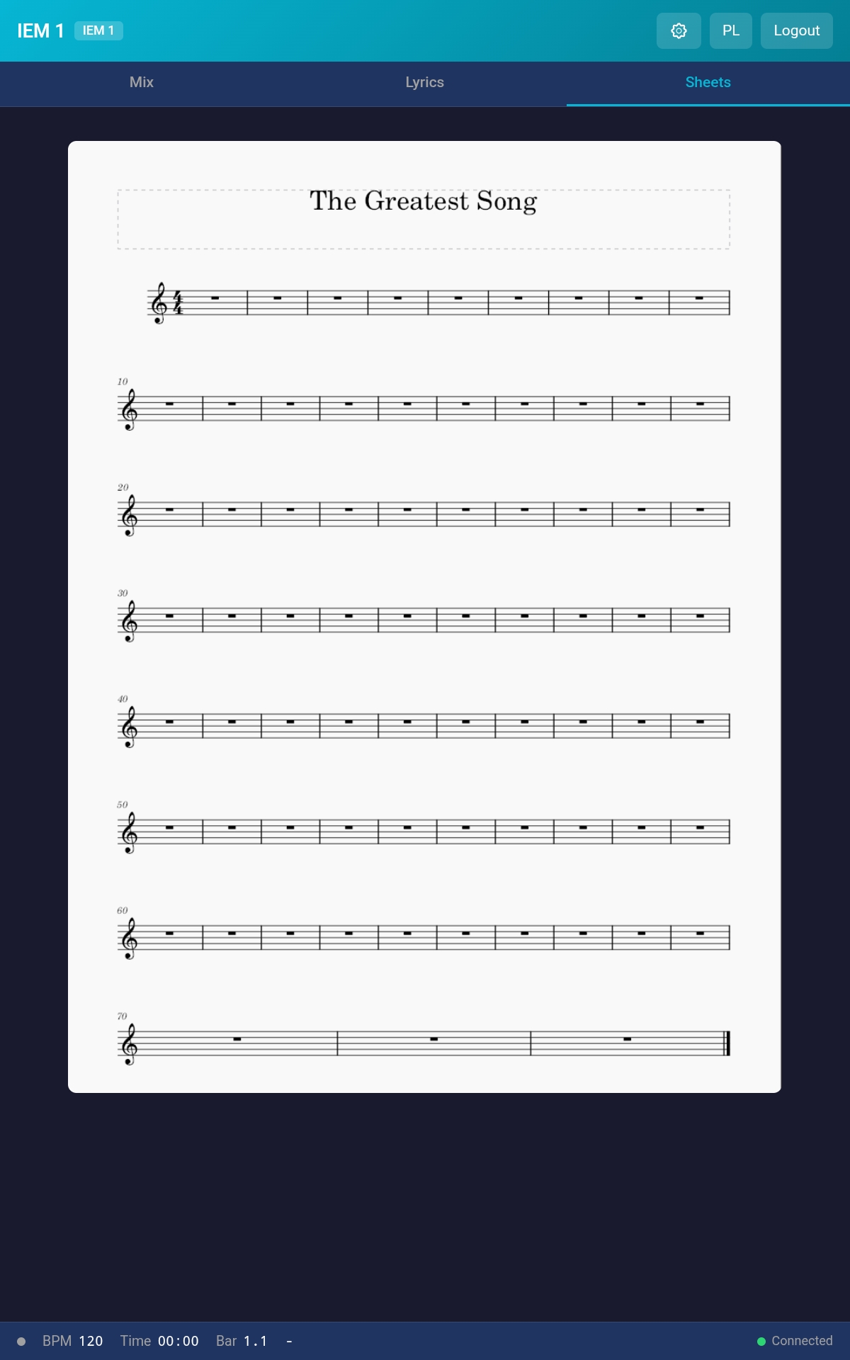 Sheet music view